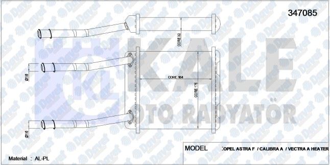 KALE 347085 Kalorifer Radyatoru Opel Astra F / Calibra A / Vectra A (Al/Mknk)